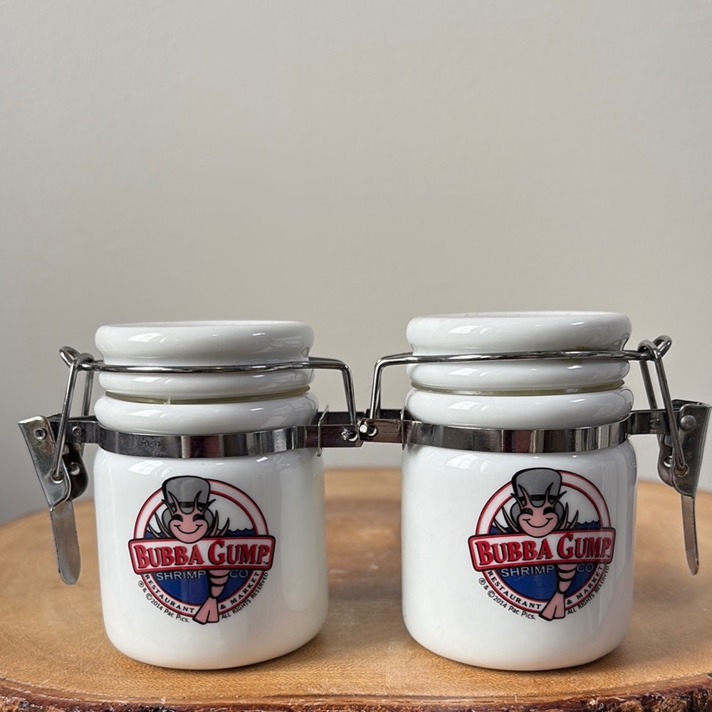 Bubba Gump Shrimp Co. White Ceramic Airtight Spice Jar Duo